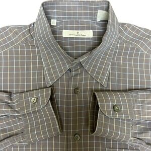 Ermenegildo Zegna Shirt 42 16.5 Button Down Casual Long Sleeve‎ Plaid Read